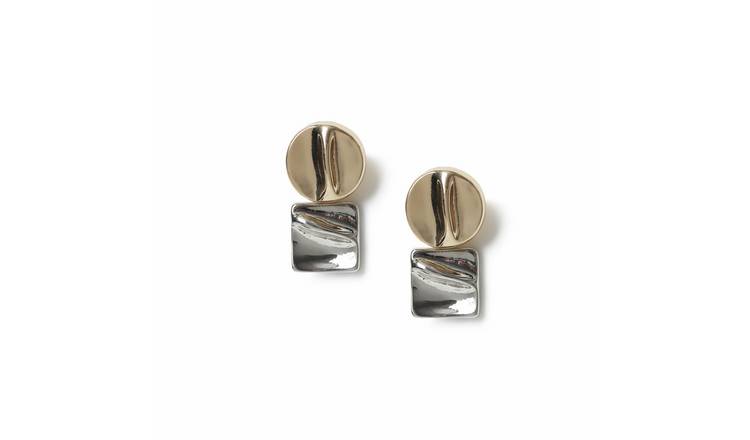 Freedom Two Tone Mixed Shape Drop Earrings