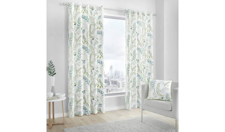 Fusion Fernworthy Fully Lined Eyelet Curtains - Green