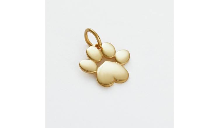 Revere Yellow Gold Plated 925 Sterling Silver Paw Print Charm