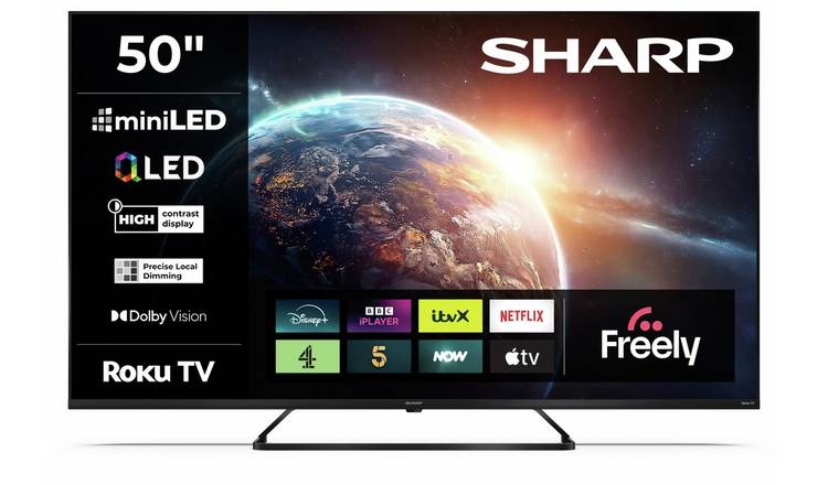 Sharp 50 Inch 4T-C50JH6425KB Smart Roku 4K UHD HDR Mini LED Freely TV