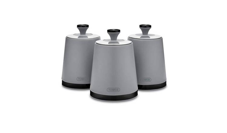Tower Sera 1.3 Litre Carbon Steel Set of 3 Food Storage Canisters - Grey
