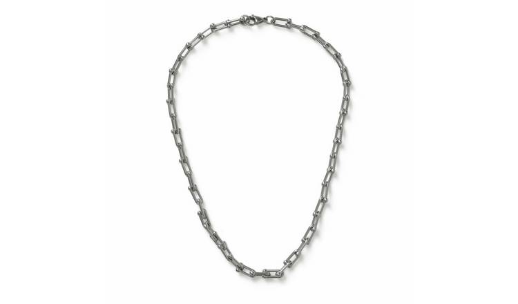 Uncommon Souls Silver Tone Stainless Steel Link Chain Necklace