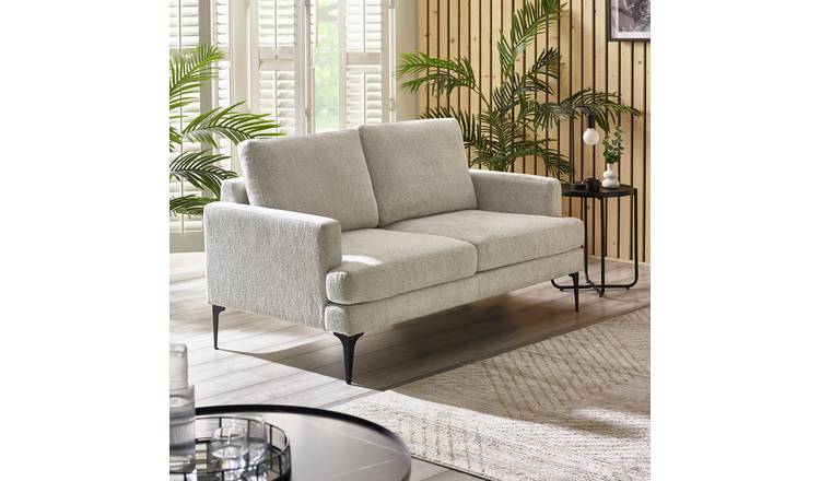 Julian Bowen Carrera Fabric 2 Seater Sofa Metal Feet - Cream