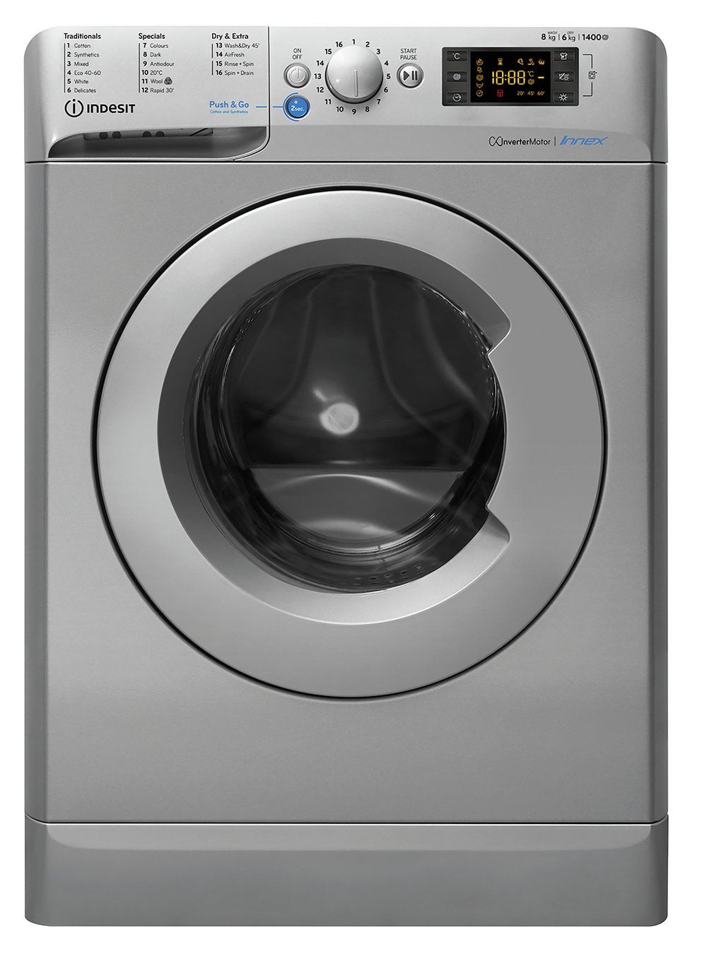 Indesit BDE861483XS 8KG/6KG 1400 Spin Washer Dryer - Silver