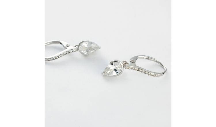 Revere 925 Sterling Silver Cubic Zirconia Pear Shaped Drop Earrings