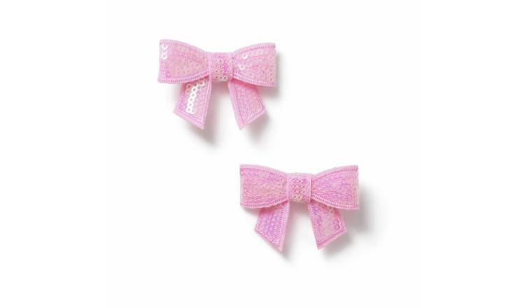 Flitzy Pink Sequin Mini Bow Hair Clips