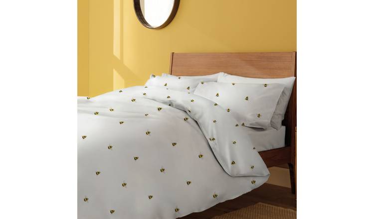 Habitat Hideaway Bee Print White Bedding Set - Kingsize