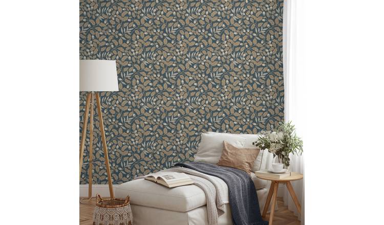 Arthouse Acorn Trail Navy Wallpaper