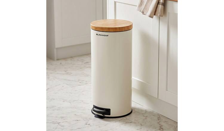 Blackmoor 30 Litre Wooden Lid Pedal Bin - Cream