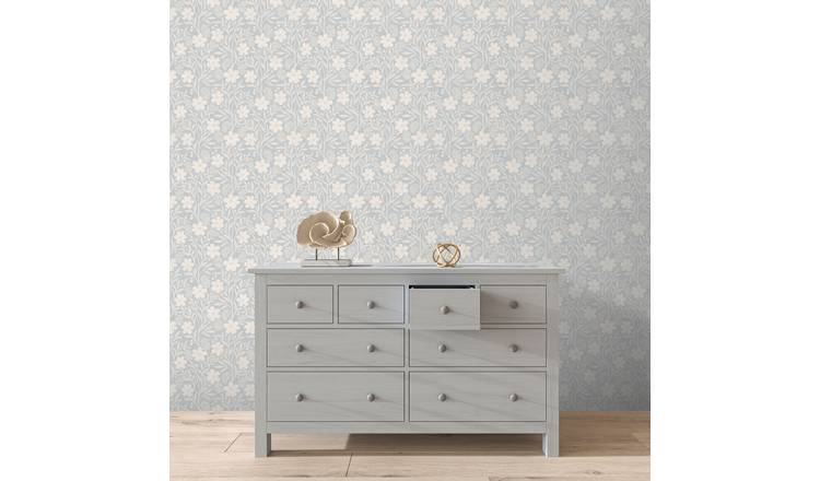 Arthouse Berry Floral Soft Blue Wallpaper