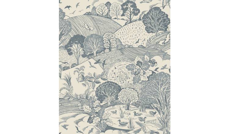 Arthouse Country Landscape Blue Wallpaper