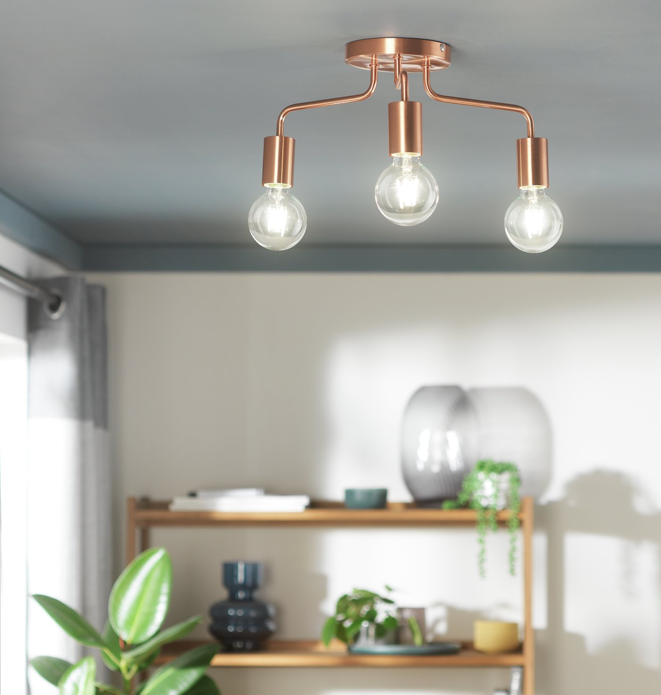 Habitat Rayner Flush Ceiling Light - Rosegold