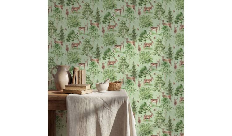 Arthouse Deer Forest Natural Wallpaper