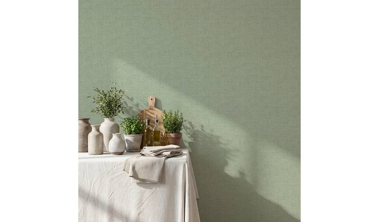 Arthouse Fabric Texture Sage Wallpaper