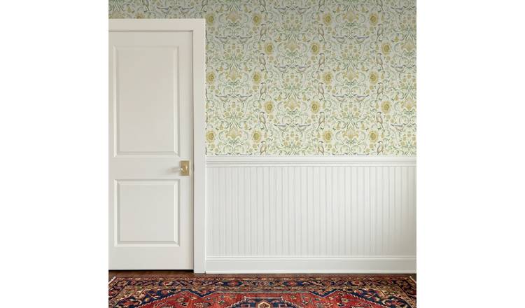 Arthouse Floral Bird Damask Yellow and Green Wallpaper