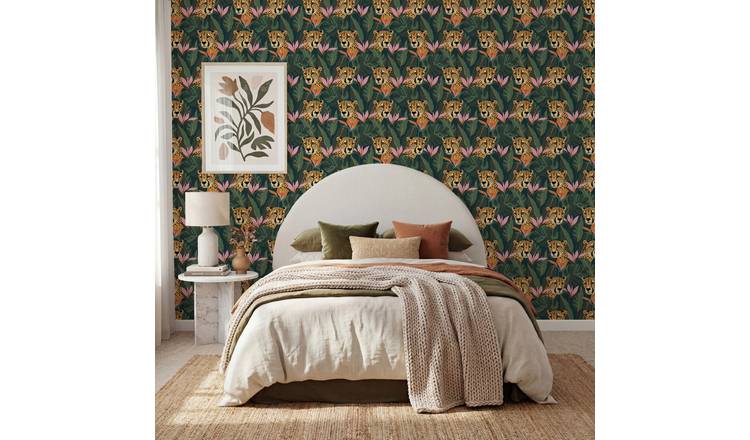 Arthouse Jungle Leopard Dark Green Wallpaper