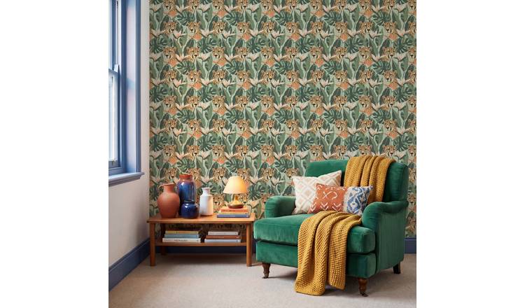 Arthouse Jungle Leopard Light Green Wallpaper