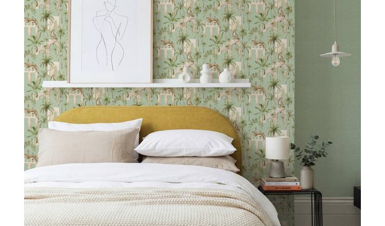Arthouse Leopard Arches Sage Green Wallpaper