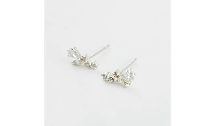 Revere Sterling Silver Cubic Zirconia Stones Climber Stud Earrings