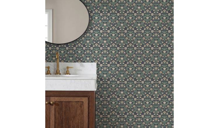 Arthouse Modern Floral Damask Navy Wallpaper