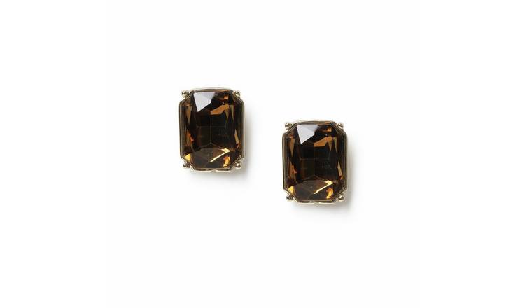 Freedom Brown Crystal Studs Earrings