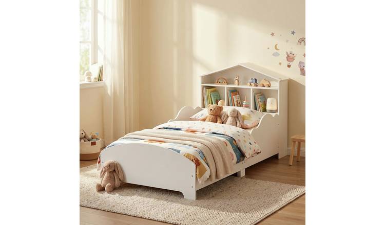 Liberty House Toys Kids Toddler Bed with Bookcase - White