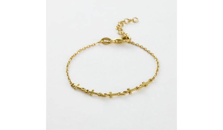 Revere Kids Gold Plated 925 Sterling Silver Crosses Bracelet