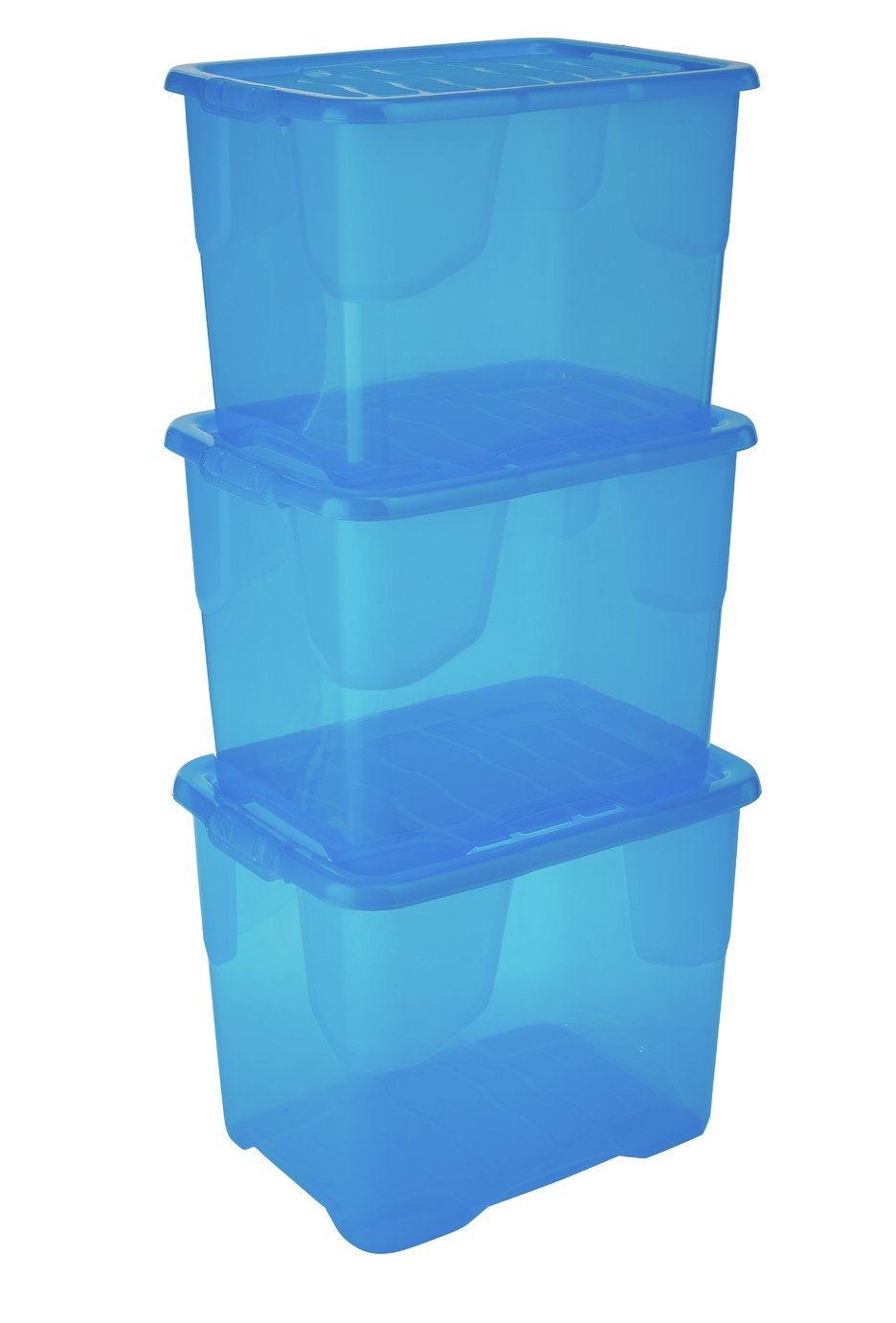 Strata Set of 3 24 Litre Blue Curve Storage Boxes