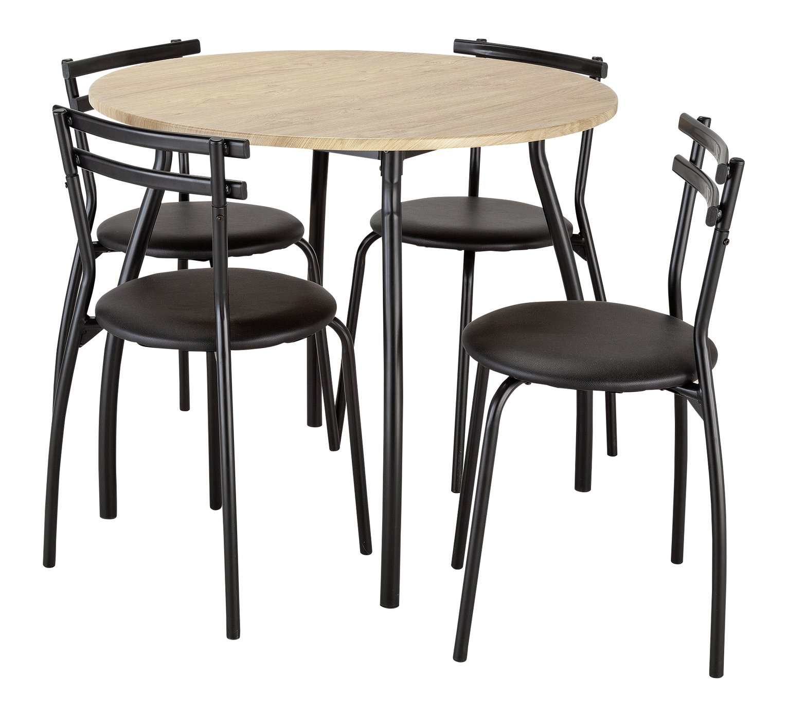Argos Home Leon Wood Effect Dining Table & 4 Black Chairs