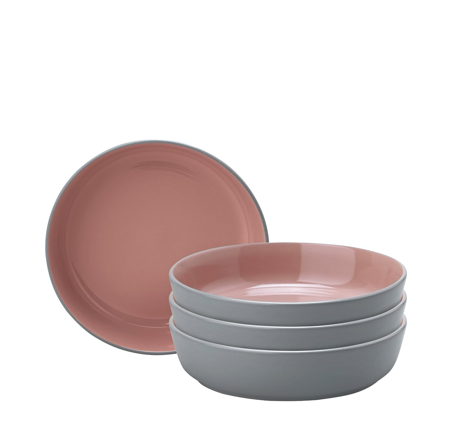 Argos Home Set of 4 Two Tone Pasta Bowls - Pink & Grey