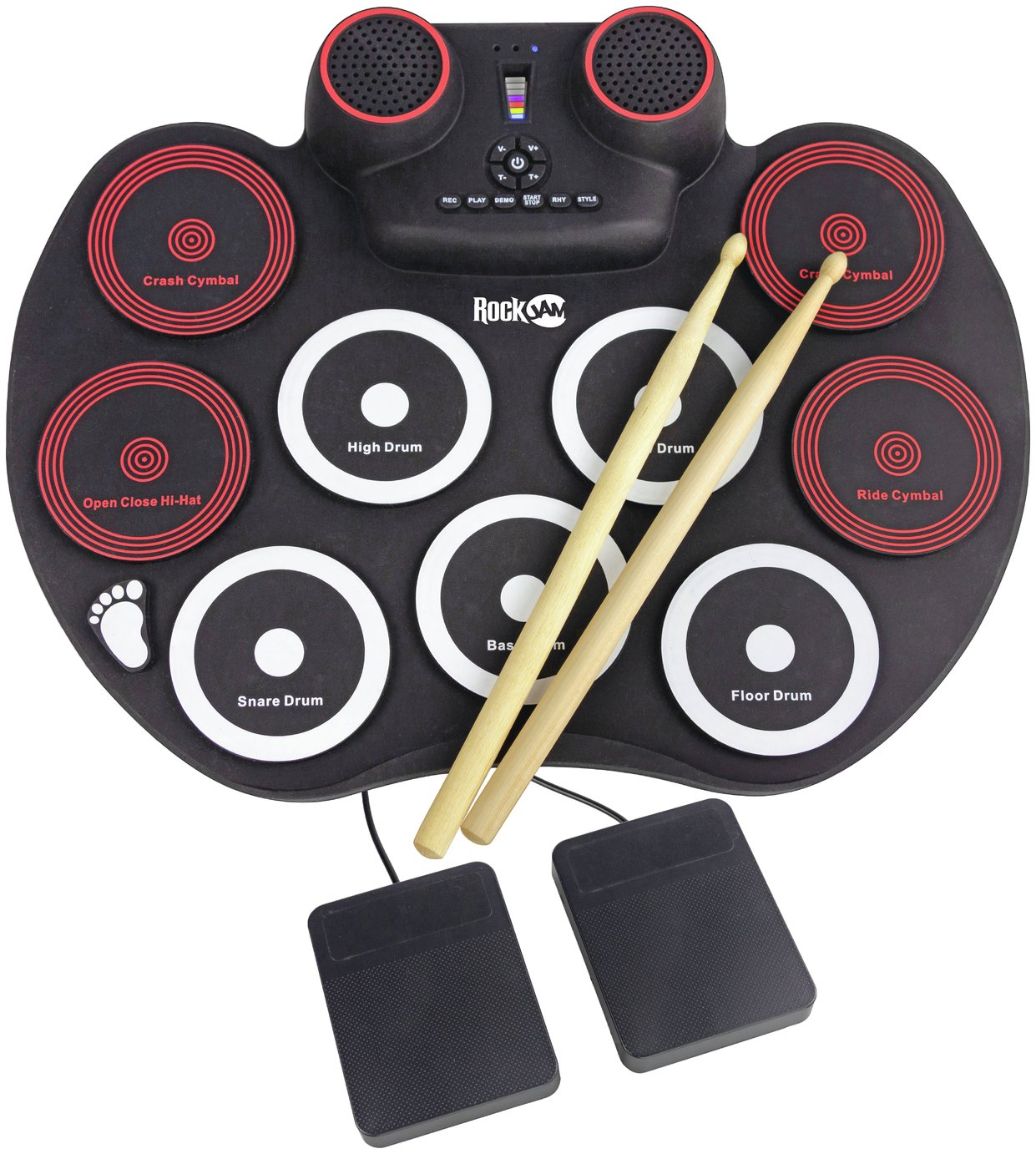 RockJam Portable Rechargeable and Bluetooth Roll Up Drum Kit