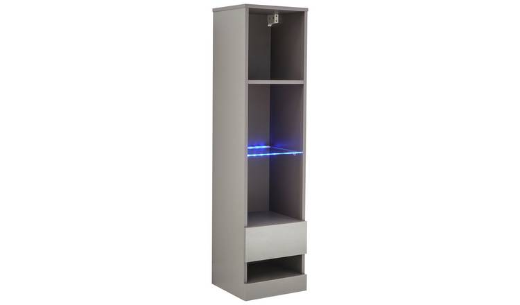 Buy GFW Galicia Wall Mounted Narrow LED Bookcase Grey Bookcases and