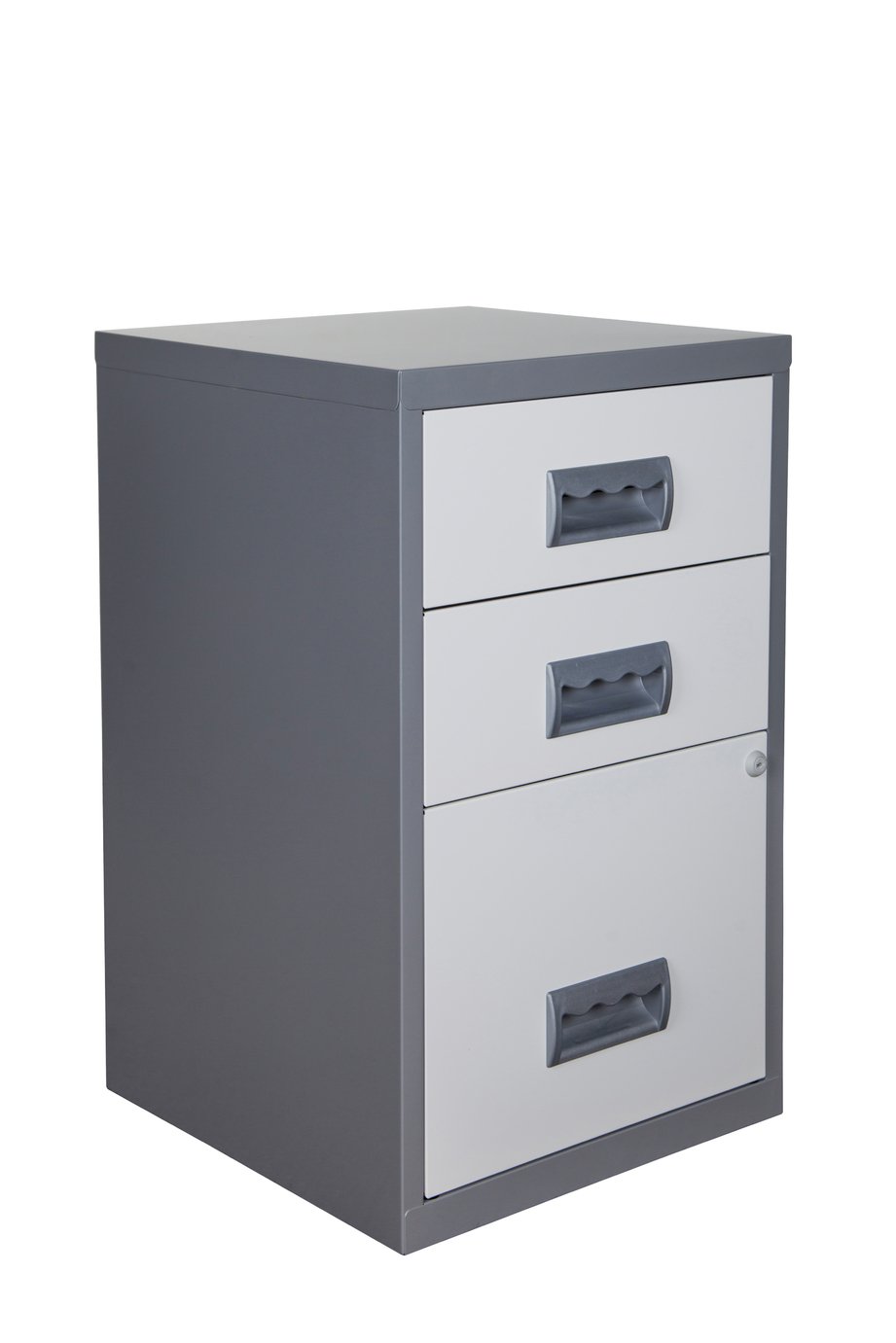 Pierre Henry A4 3 Drawer Combi Filing Cabinet -Silver/ White