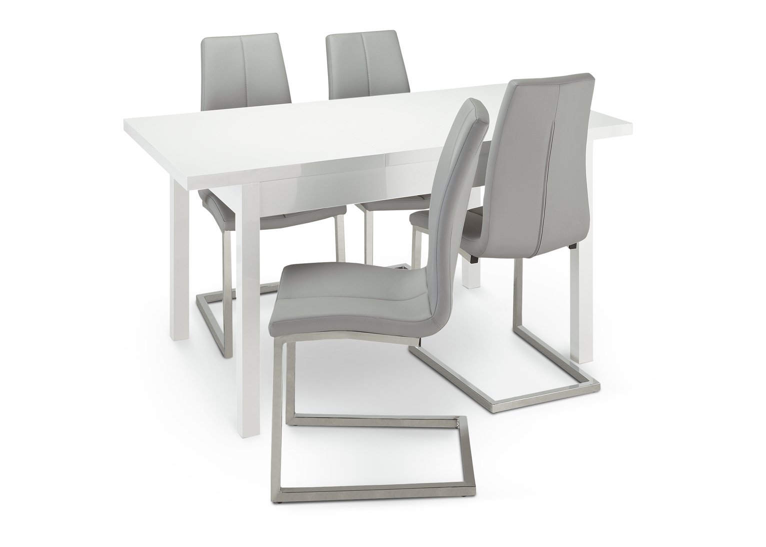 Argos Home Lyssa Extending Gloss Table & 4 Milo Chairs -Grey