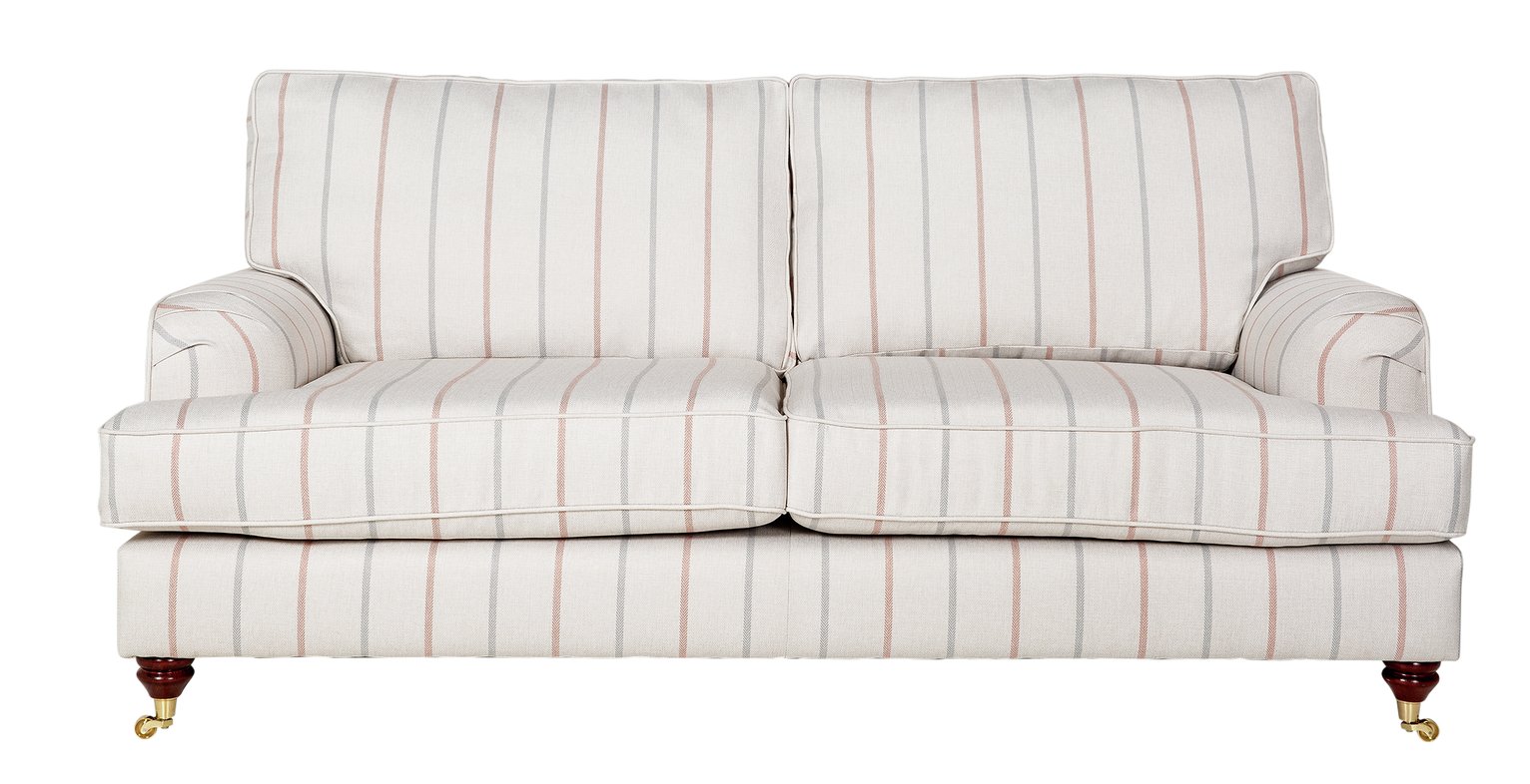 Argos Home Abberton 3 Seater Fabric Sofa - Natural & Pink