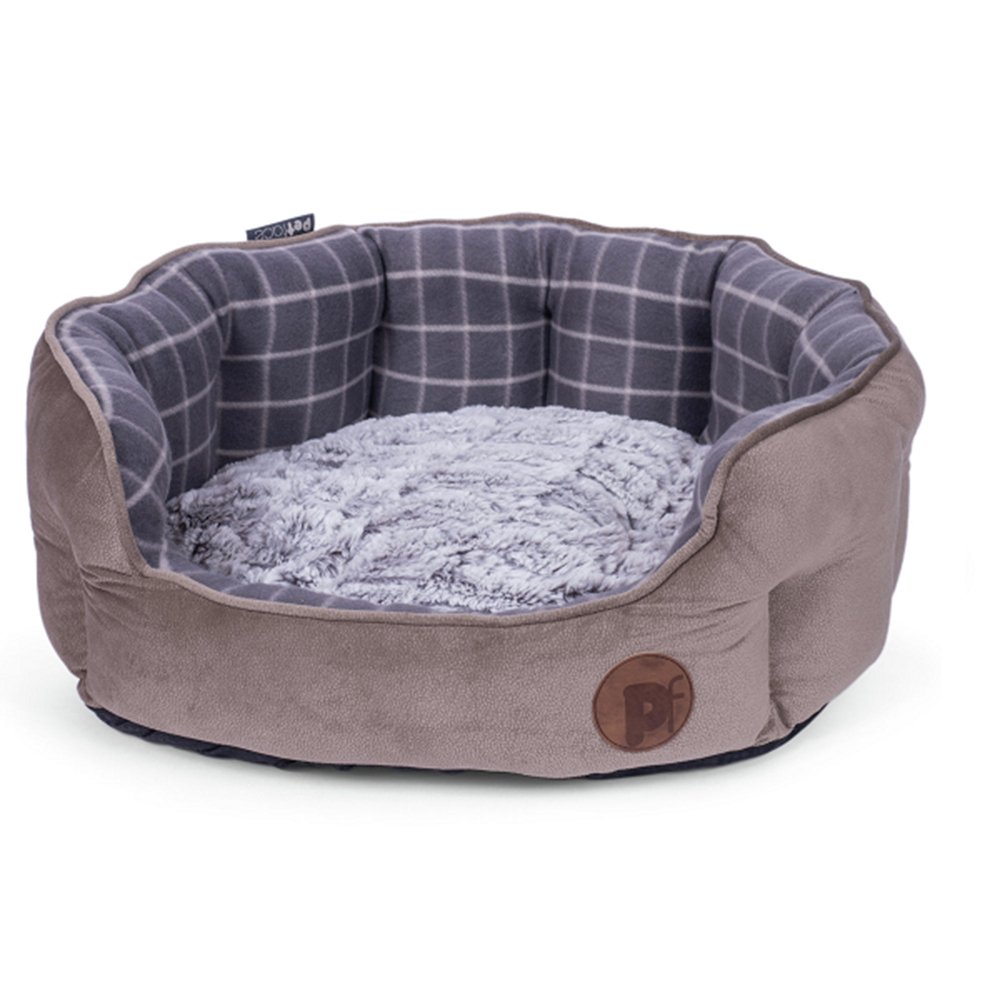 Petface Grey Check Dog Bed - Medium