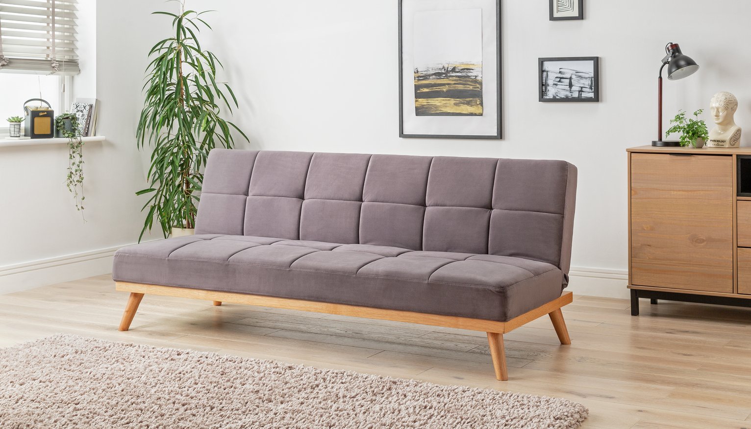 Argos Home Kanso 2 Seater Velvet Clic Clac Sofa Bed Review