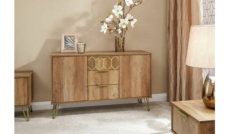 GFW Orleans 2 Door 3 Drawer Sideboard - Mango Wood Effect