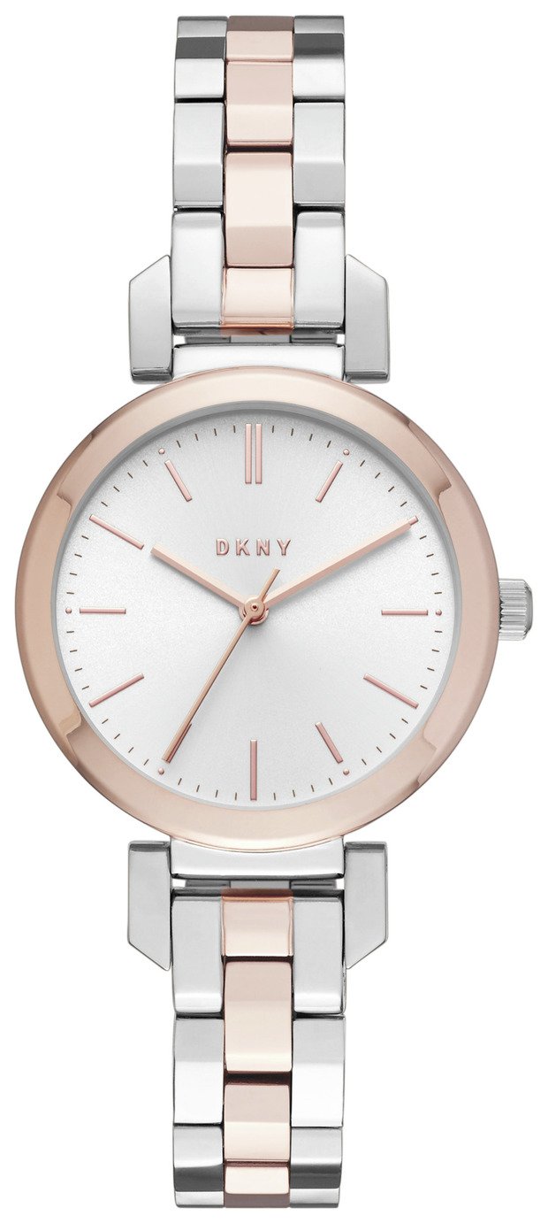 DKNY Silver Dial Ladies Two Tone Strap Watch