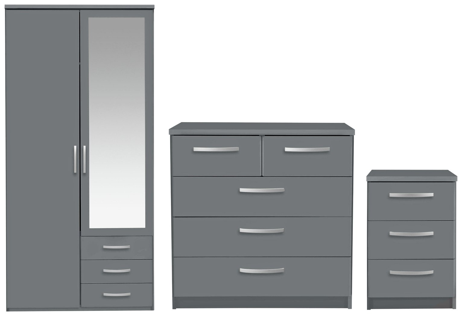 Argos Home Hallingford 3 Piece 2 Door Wardrobe Set - Grey