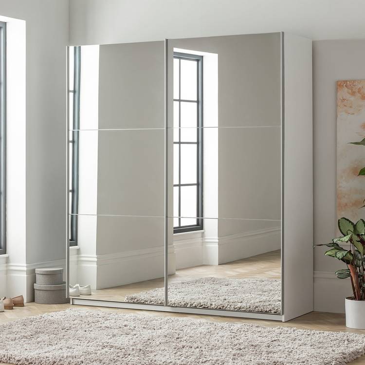 Habitat Holsted Mirrored Large Sliding Wardrobe - White 0