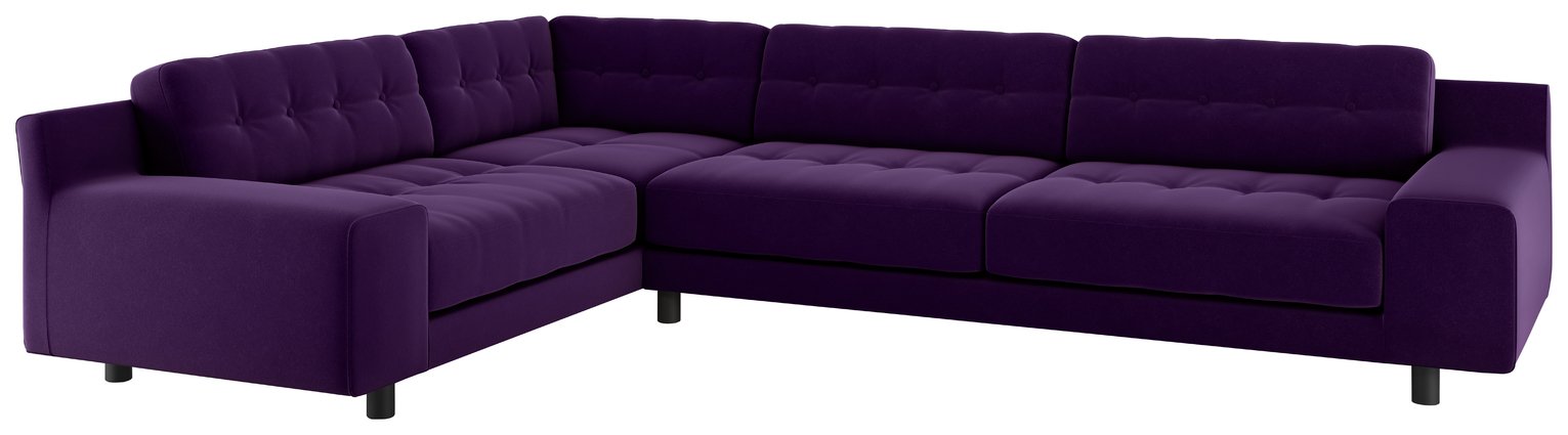 Habitat Hendricks Right Corner Velvet Sofa - Dark Purple