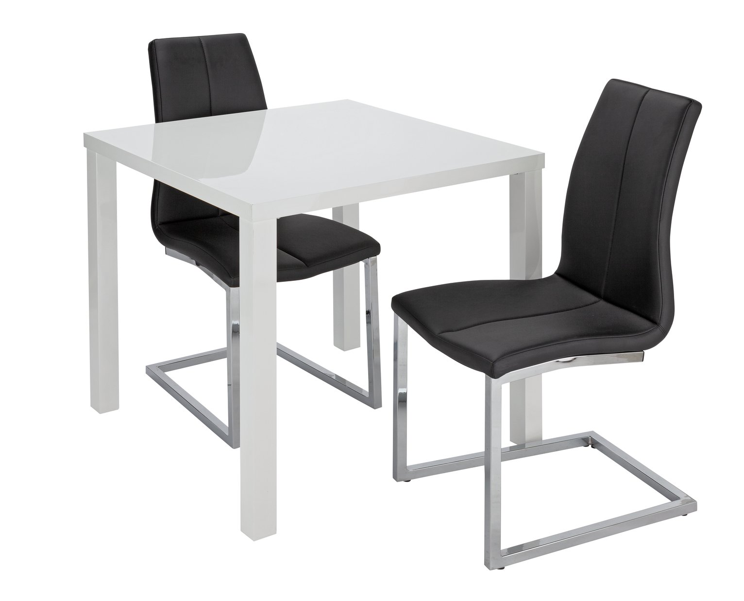 Argos Home Lyssa Gloss Dining Table & 2 Milo Chairs - Black