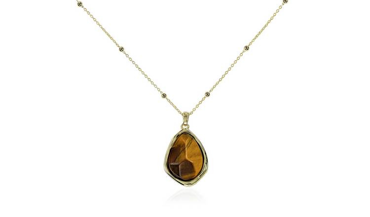 Radley 18ct Gold Plated Tigers Eye Drop Pendant Necklace