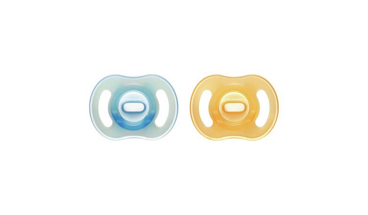 Tommee Tippee Ultra-light Night Glow Silicone Soother - Yellow Blue Pack of 2