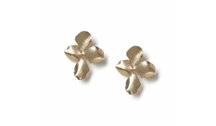 Freedom Gold Tone Metal Floral Stud Earrings