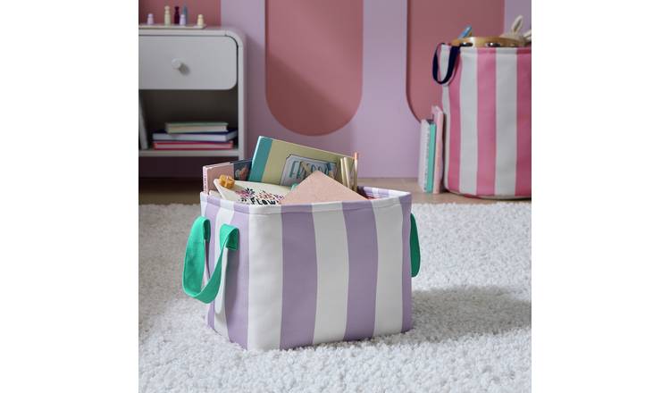 Argos Home Kids Stripe Storage Basket - Lilac