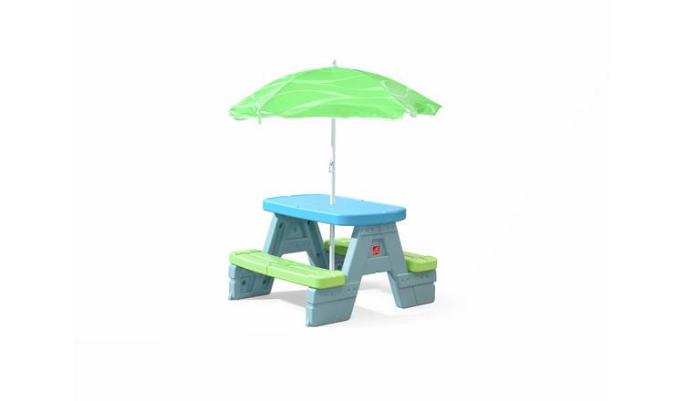 Step2 Sun & Shade Picnic Table with Umbrella - Green & Blue