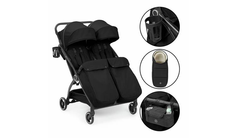 Ickle Bubba Aries Double Prime Autofold Stroller- Black