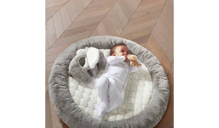 Mamas & Papas Comfy Padded Faux Fur Baby Playmat - Grey